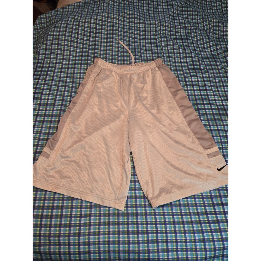 Nike Mens XL Mesh Basketball Shorts Tan Beige Athletic Gym Workout Pockets